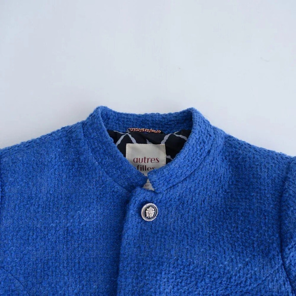 Autres Filles Blue Tweed Three Button Blazer with Flap Pockets Small - Picture 11 of 13